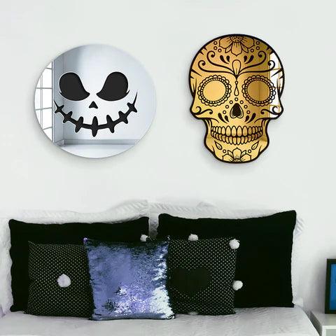 Day of the Dead Skull Mirror Wall Decor - FYLZGO Signs