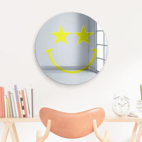 Happy Face with Starry Eyes Mirror Art Wall Decor - FYLZGO Signs