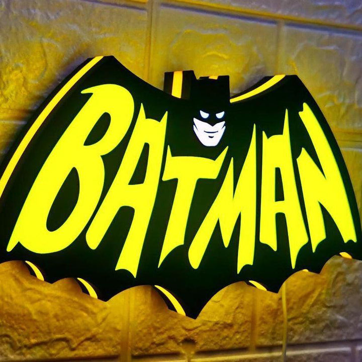 Vintage Batman 3D Printed LED Lightbox Sign Wall Art Decorative Fan Cave - FYLZGO Signs