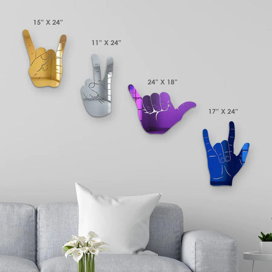 Bundle | 4-Piece Set of Rock On, Hang Loose, I Love You and Peace Sign Hand Silhouettes - FYLZGO Signs