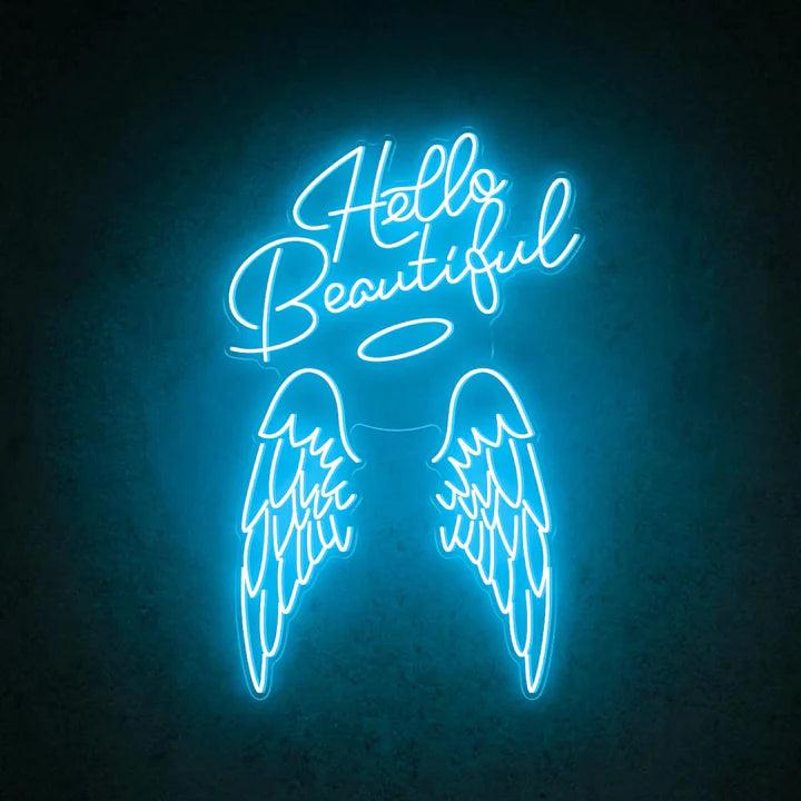 Hello Beautiful Angel Wings Beauty Salon Neon Sign - FYLZGO Signs