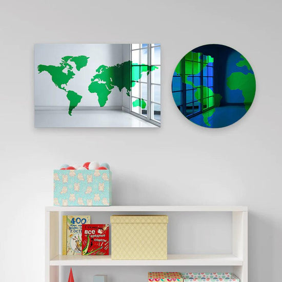 World Map Mirror Wall Decor - FYLZGO Signs