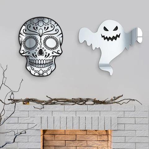 Day of the Dead Skull Mirror Wall Decor - FYLZGO Signs