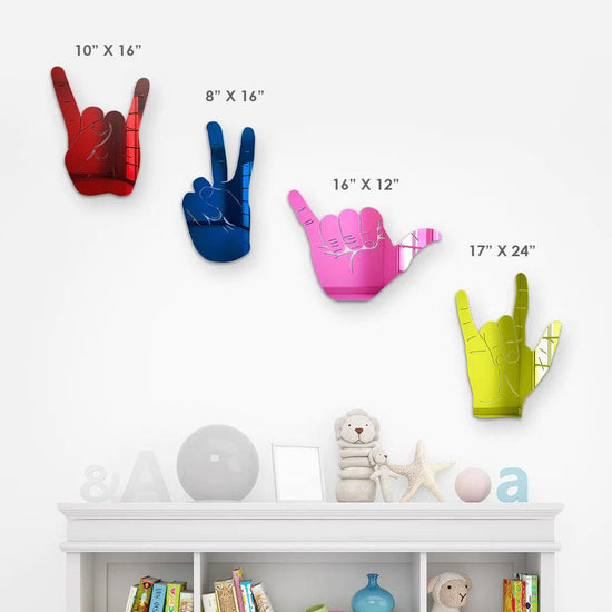 Bundle | 4-Piece Set of Rock On, Hang Loose, I Love You and Peace Sign Hand Silhouettes - FYLZGO Signs