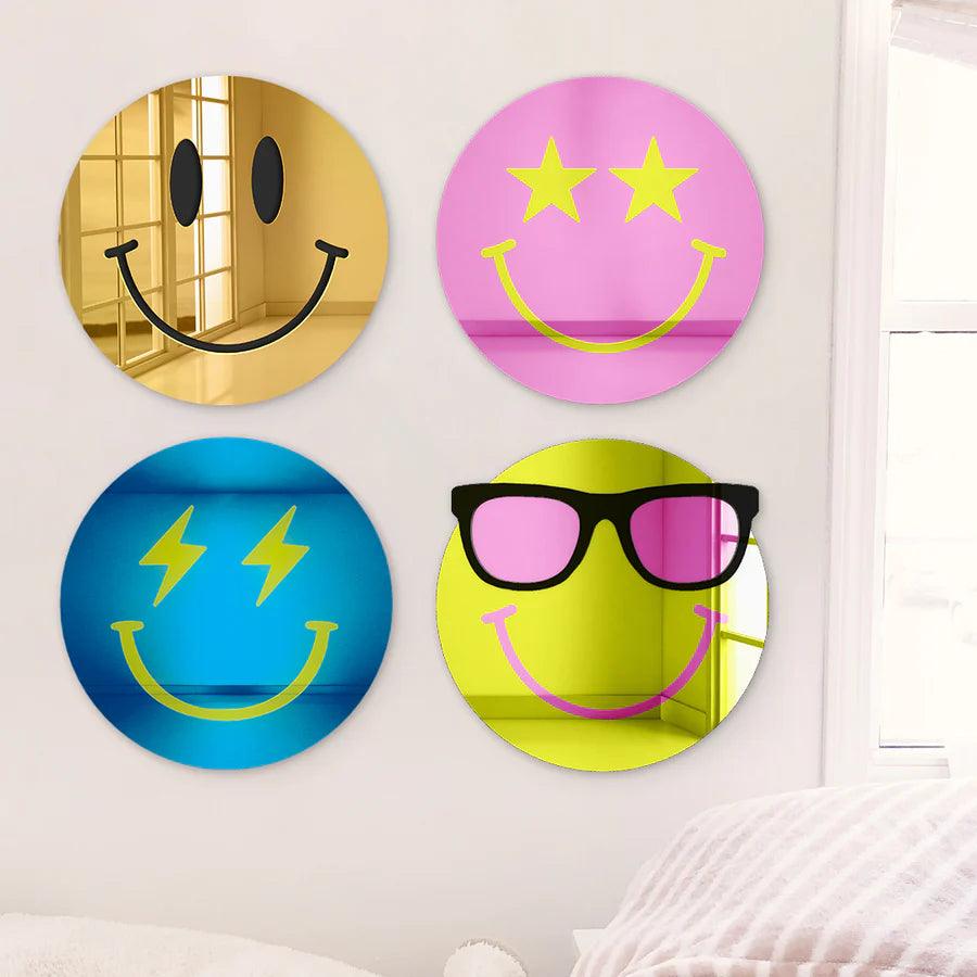 Happy Face with Cool Sunglasses 3D Mirror Wall Art - FYLZGO Signs