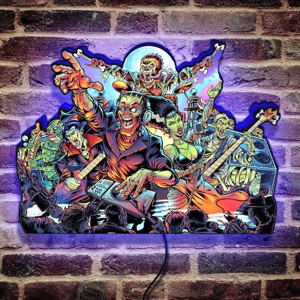 Rare Monsterbash Pinball Top LED Light Box Bring classic monsters to life - FYLZGO Signs