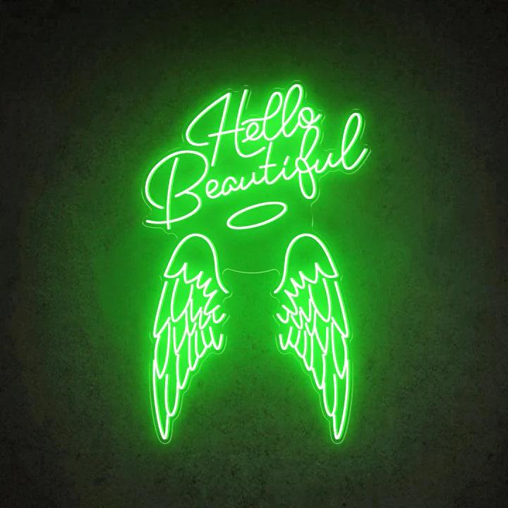 Hello Beautiful Angel Wings Beauty Salon Neon Sign - FYLZGO Signs