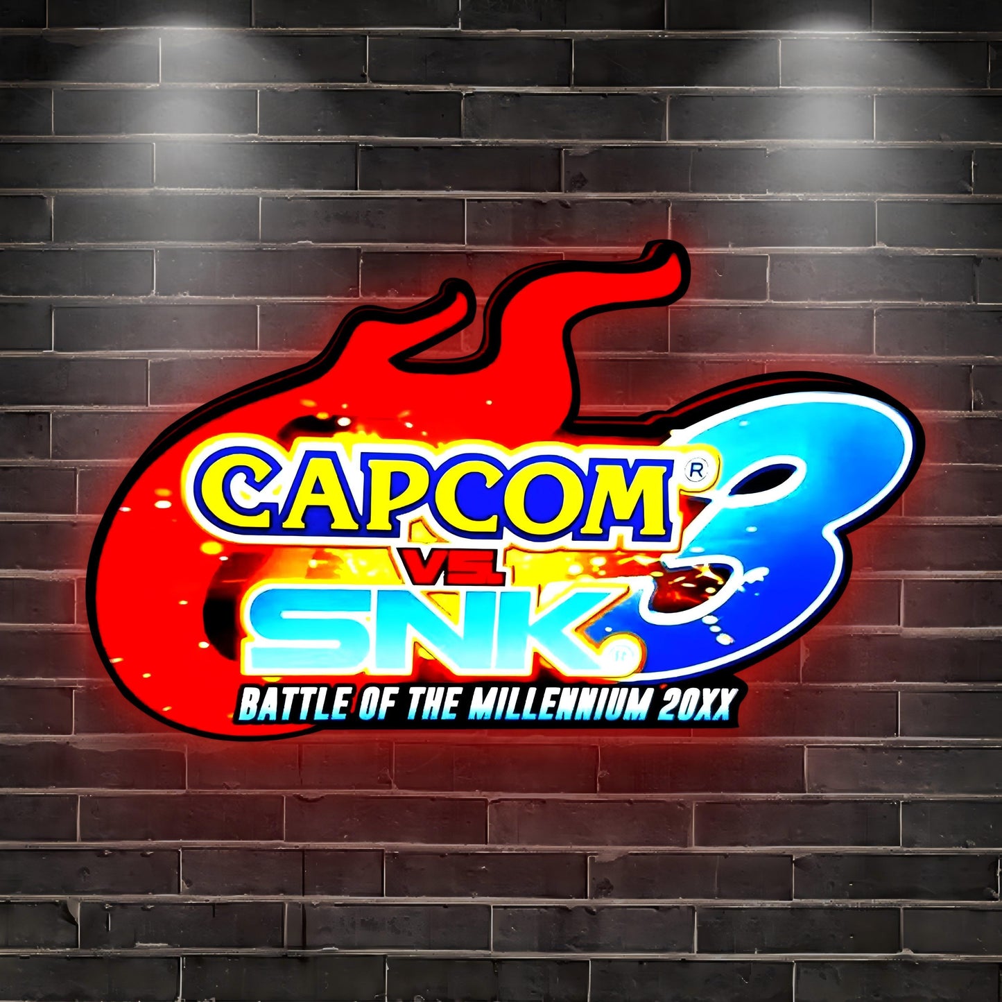 SNK vs Capcom, boîte à lumière LED d'arcade classique, décorations d'arcade de jeu de combat classique, décoration de flipper à boîte lumineuse LED