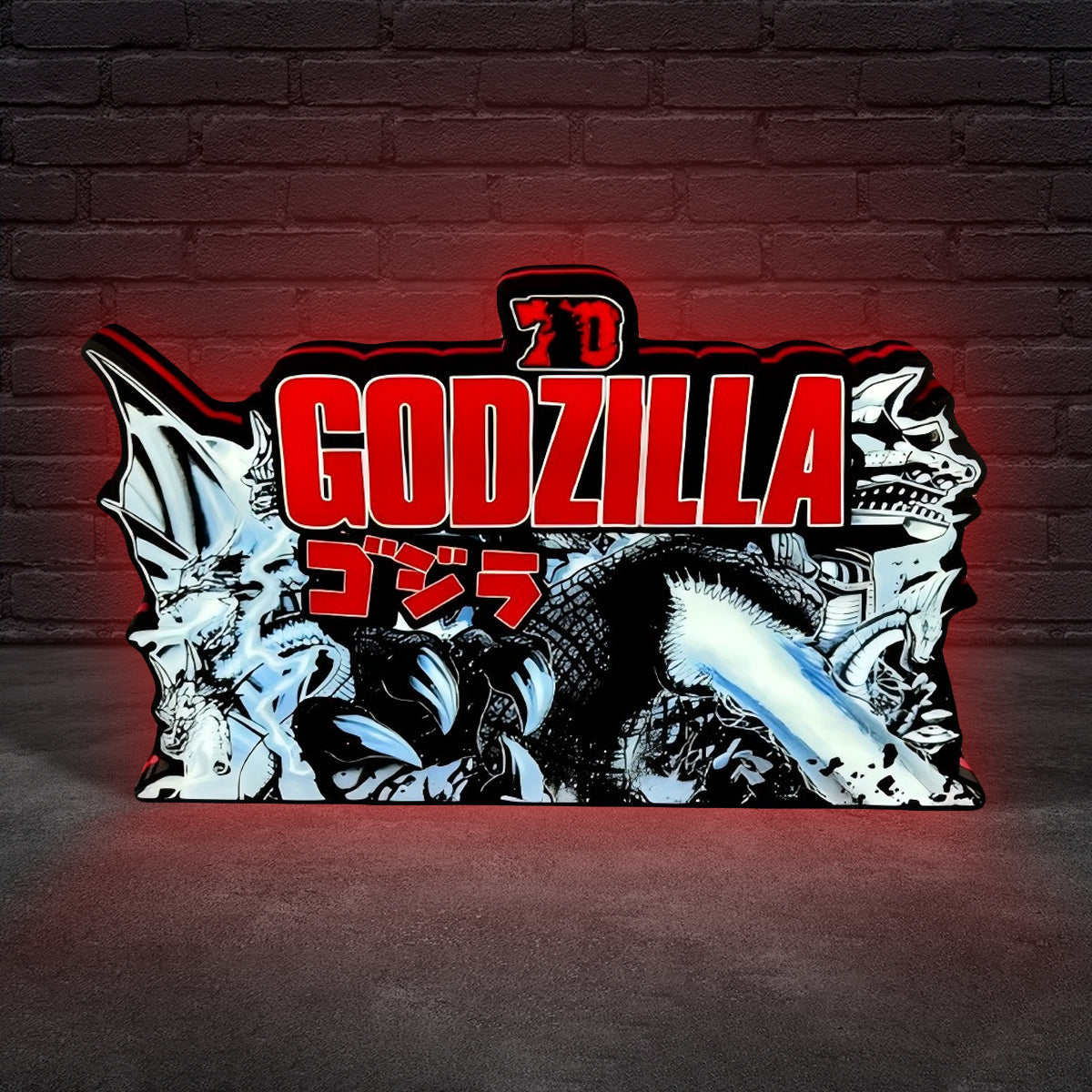 Godzilla 70th Anniversary Pinball Topper 3D Printed LED Lightbox, Arcade Game Led Lightbox, Pinball Arcade Decor