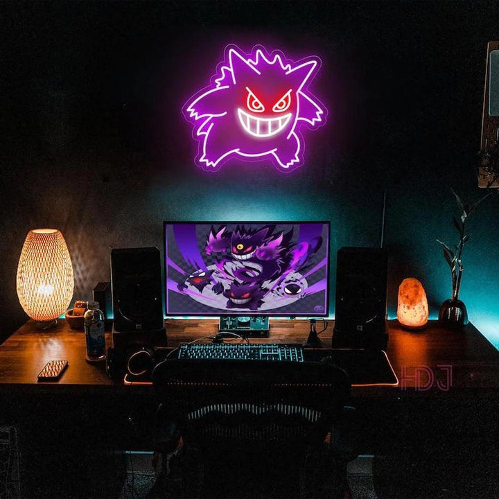 Pokémon Gengar Anime Neon Sign Gaming Room Demon Halloween Ghost Neon Led Light - FYLZGO Signs