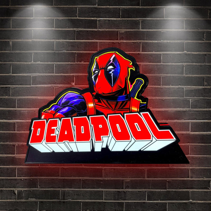 Super Hero Themed Deadpool Pinball Topper, 20 Inch LED Lightbox Pinball Topper, Functional Dimmer, 5V, USB Compatible,Super Hero Pinball Machine