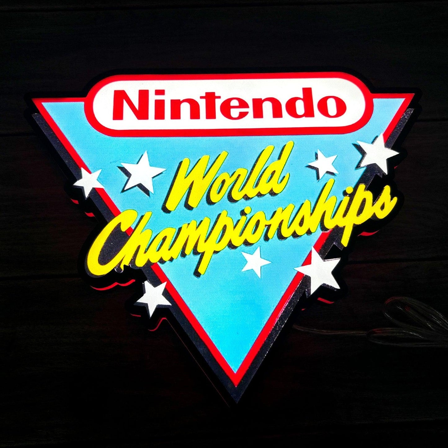 Nintendo World Campionships Logo Night Lights SNES Video Game Light  3D Printed Lightbox