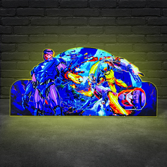 X-Men Pinball Topper 3D Pinted Lightbox, Wolverine vs. Sentinel LED Lightbox, For X-Men Pinball Arcade Game Fans, Game Rooom Decor