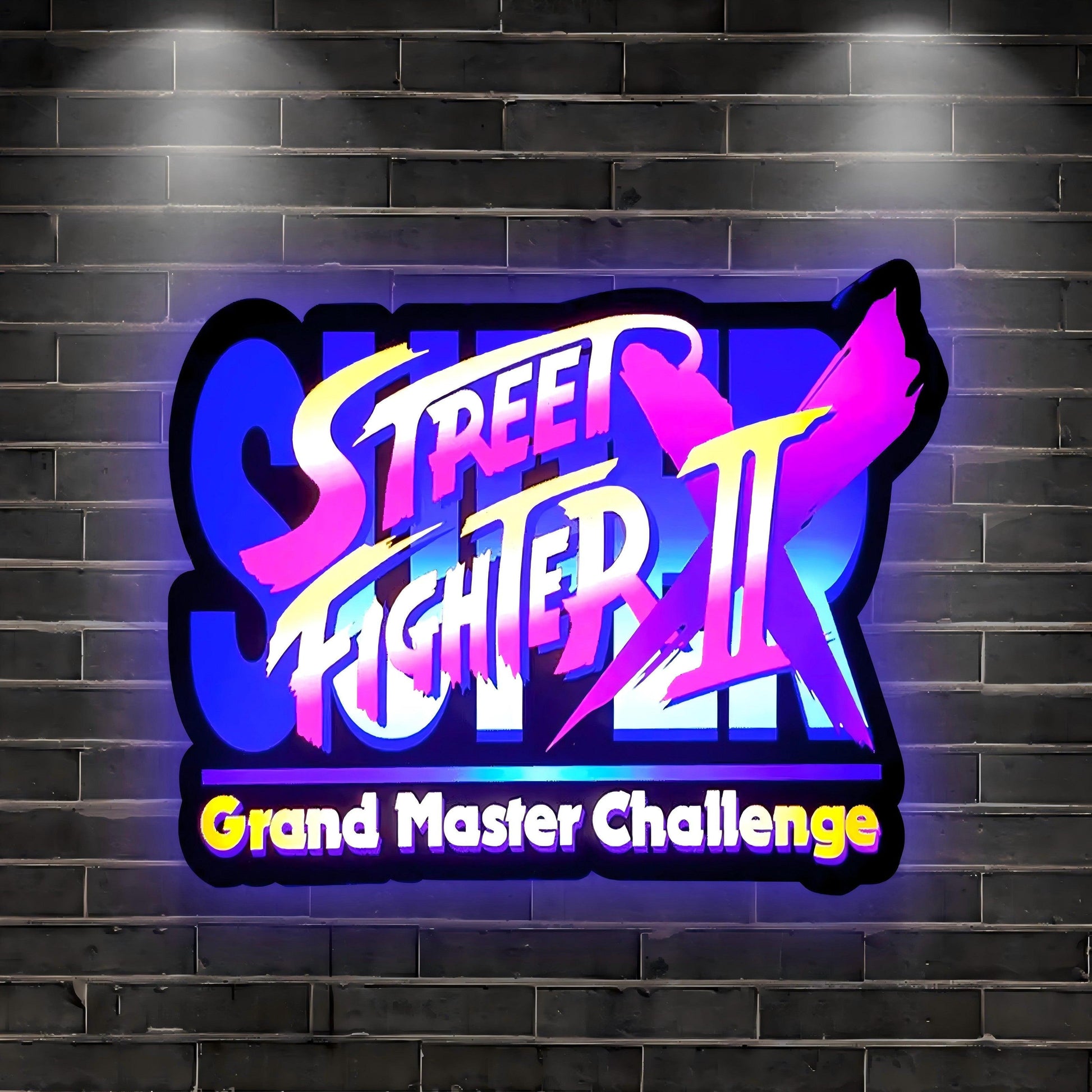 Grand Master Challenge Street Fighter I, II, III Logo Lightbox Light 3D Printed LED Lightbox