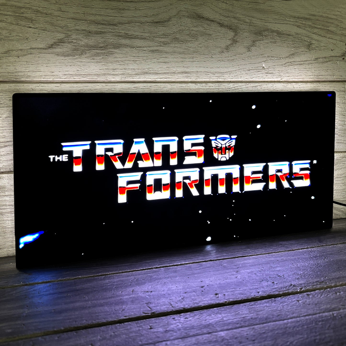 Transformers retro 3D printed LED light box logo wall art decorative fan cave