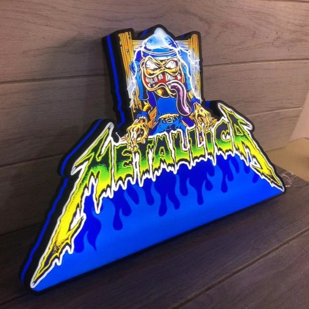 Metallica with Sparky's Electric Chair Pinball Topper 3D Printed Lightbox, USB plug Dimmer, Pinball Arcade Decor, Arcade Game Lightbox