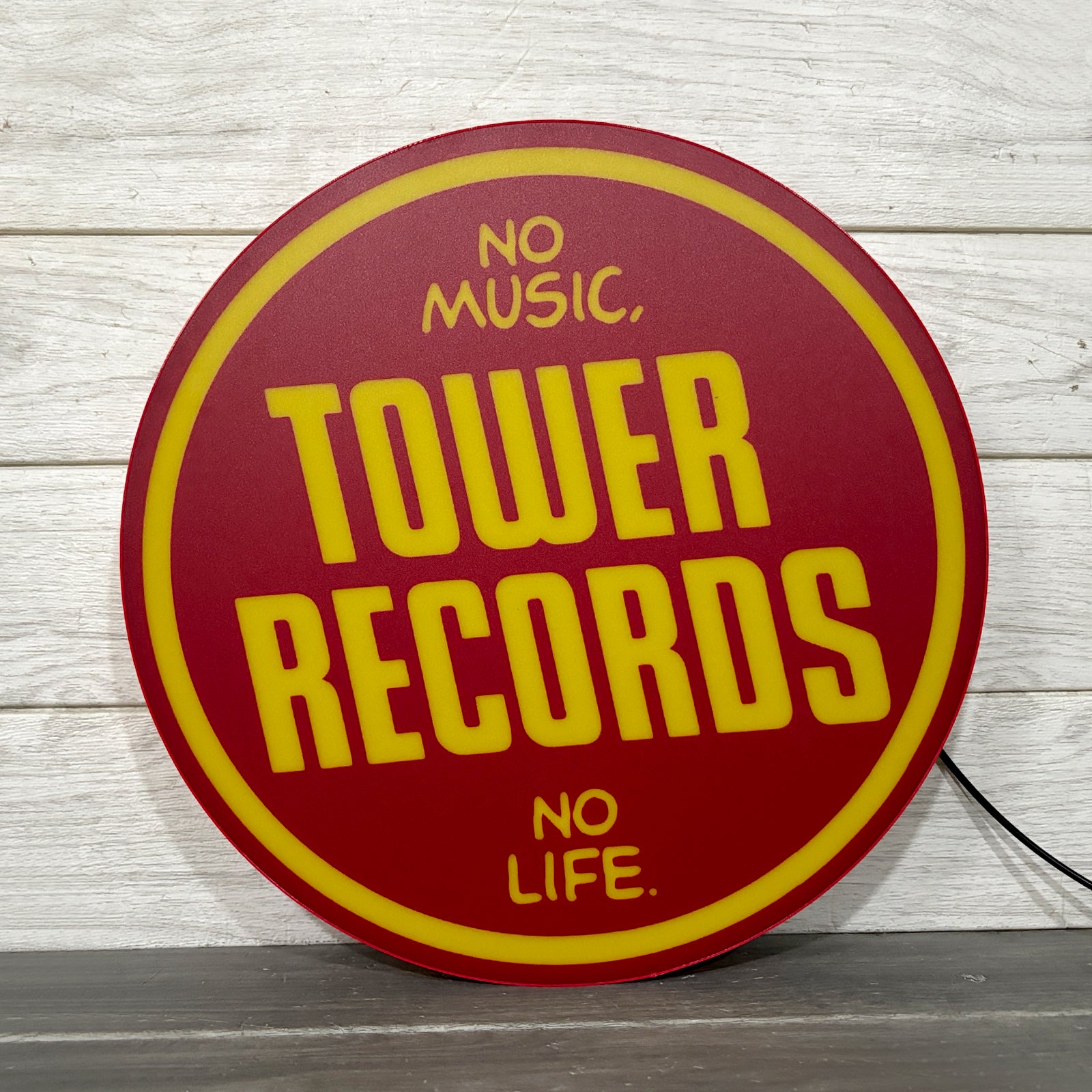 Tower Records LED Lightbox Pas de musique, pas de vie Vintage Records Store Panneau LED