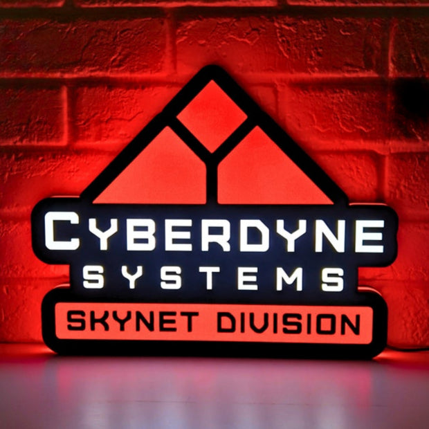 Cyberdyne Systems Terminator LED Sign, Great Nostalgic Decoration, Fully Dimmable & Powered by USB, Multiple Size Option Available