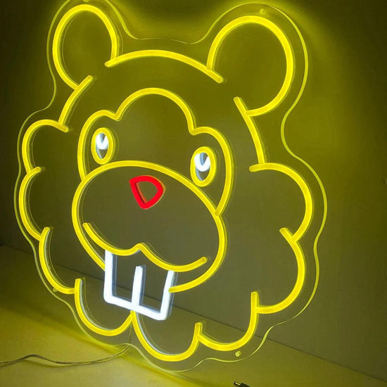 Pokemon Bidoof Neon Sign Yellow Wall Decor for Room - FYLZGO Signs