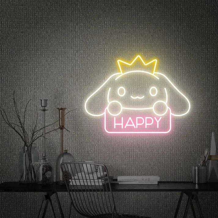 Happy Cinnamoroll Led Neon Sign With a Crown - FYLZGO Signs