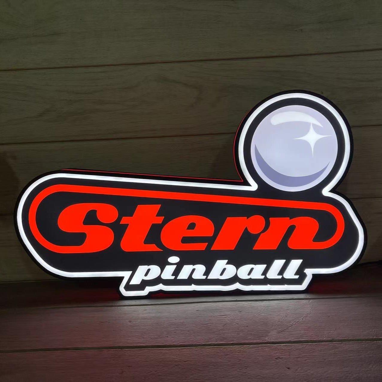 Stern Pinball Logo 3D Printed LED Lightbox Game Lightbox Logo 3D LED Light Box Retro Mega Drive Logo LED Lightbox Arcade Games Lightbox