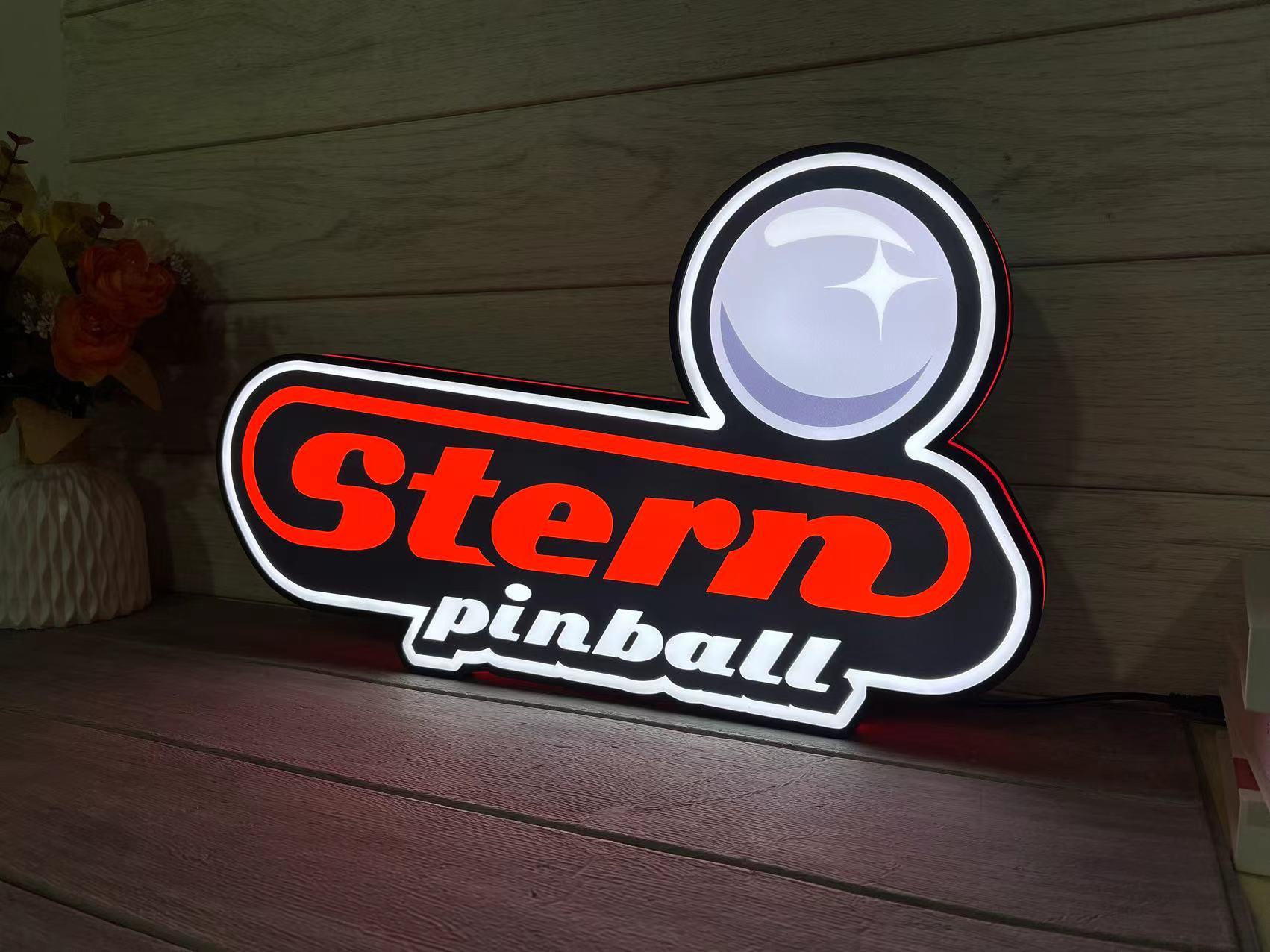 Stern Pinball Logo 3D Printed LED Lightbox Game Lightbox Logo 3D LED Light Box Retro Mega Drive Logo LED Lightbox Arcade Games Lightbox