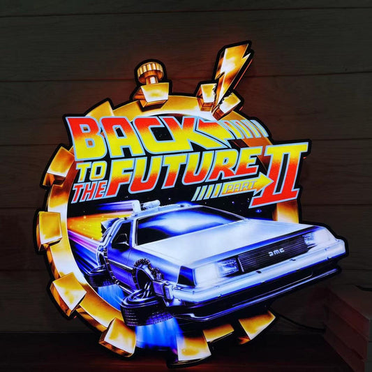 Classic Iconic SciFi Movie Logo Back To Future LED Neon Light Box, Classic Family Movie LED Lightbox, Functional Dimmer, 5V, USB Compatible - FYLZGO Signs