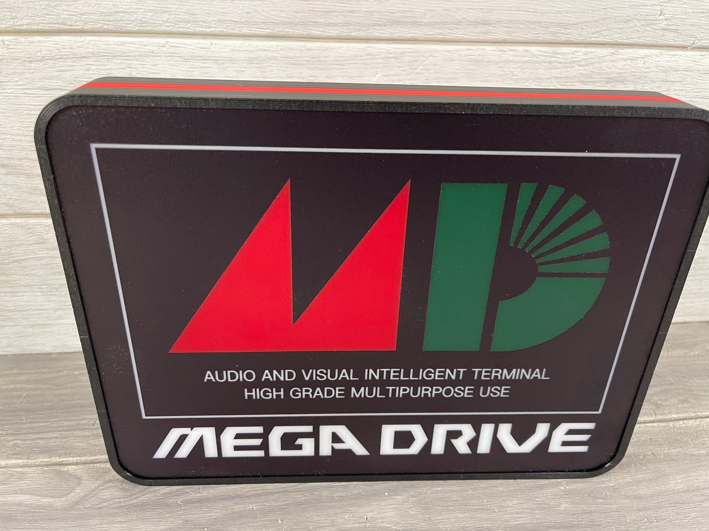 Sega Genesis Mega Drive MD Logo 3D LED Light Box Retro Mega Drive Logo LED Lightbox, Perfect for Game Room, Functional Dimmer, 5V, USB Compatible