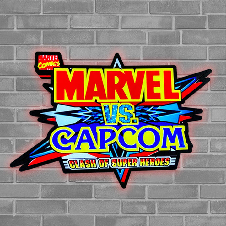 Marvel V Capcom LED Lightbox, Capcom vs Super Heros Game, Perfect for Arcade Room, Mancave, Marvel Fan, Functional Dimmer, USB plug