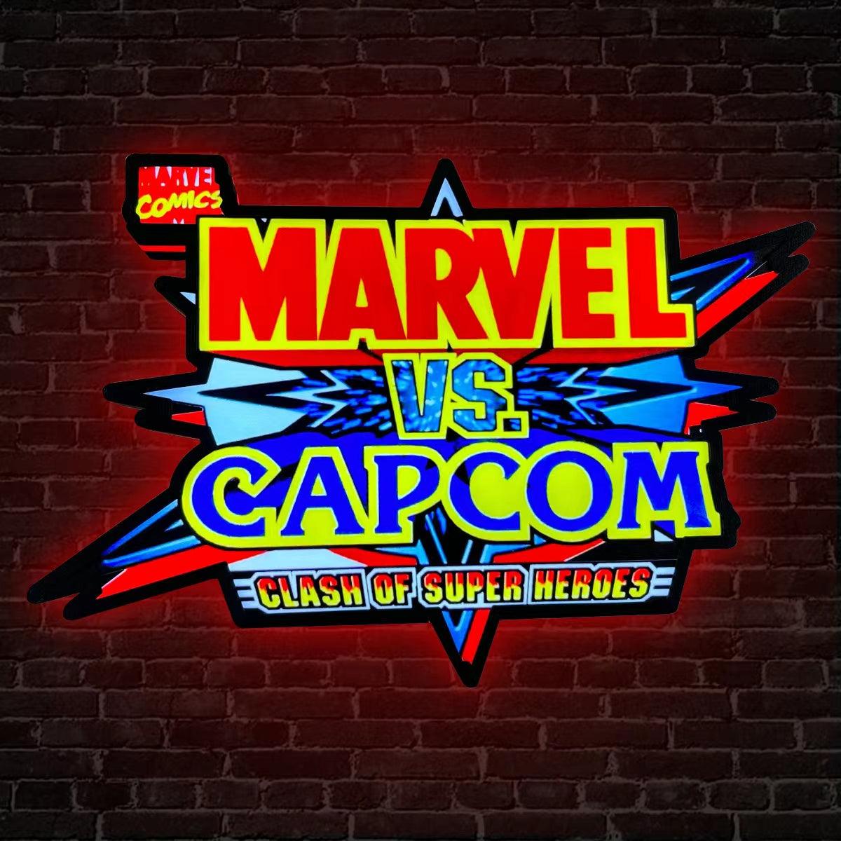 Marvel V Capcom LED Lightbox, Capcom vs Super Heros Game, Perfect for Arcade Room, Mancave, Marvel Fan, Functional Dimmer, USB plug