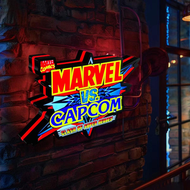 Marvel V Capcom LED Lightbox, Capcom vs Super Heros Game, parfait pour Arcade Room, Mancave, Marvel Fan, Functional Dimmer, prise USB