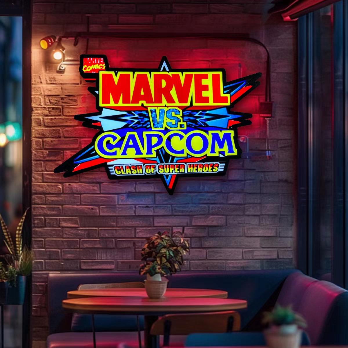 Marvel V Capcom LED Lightbox, Capcom vs Super Heros Game, Perfect for Arcade Room, Mancave, Marvel Fan, Functional Dimmer, USB plug