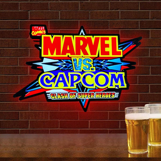 Marvel V Capcom LED Lightbox, Capcom vs Super Heros Game, Perfect for Arcade Room, Mancave, Marvel Fan, Functional Dimmer, USB plug