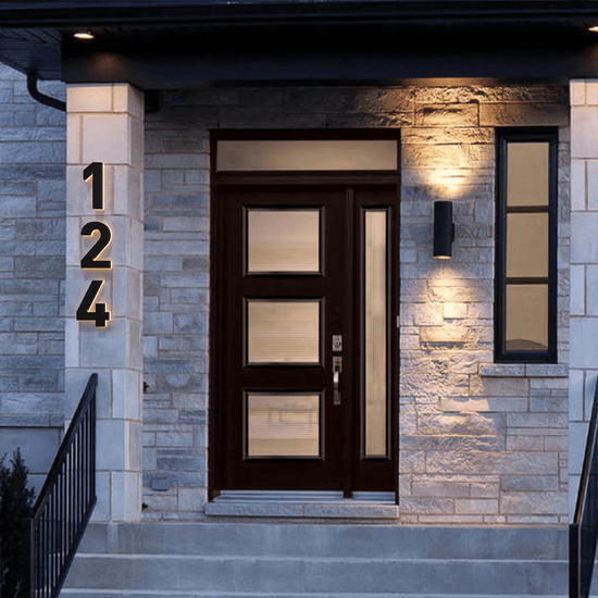 Led outdoor waterproof home name figures exterior acrylic metal illuminated house numbers signs for door room apartment