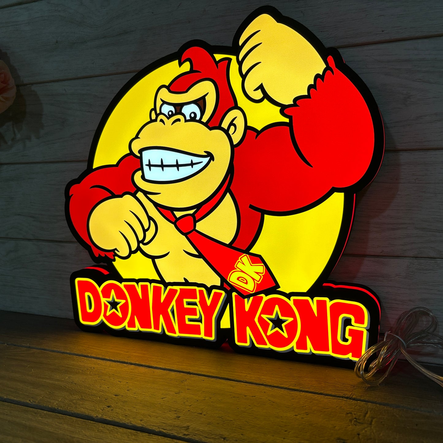 Donkey Kong Logo LED Sign, 3D Printed, USB Powered & Full Dimmable