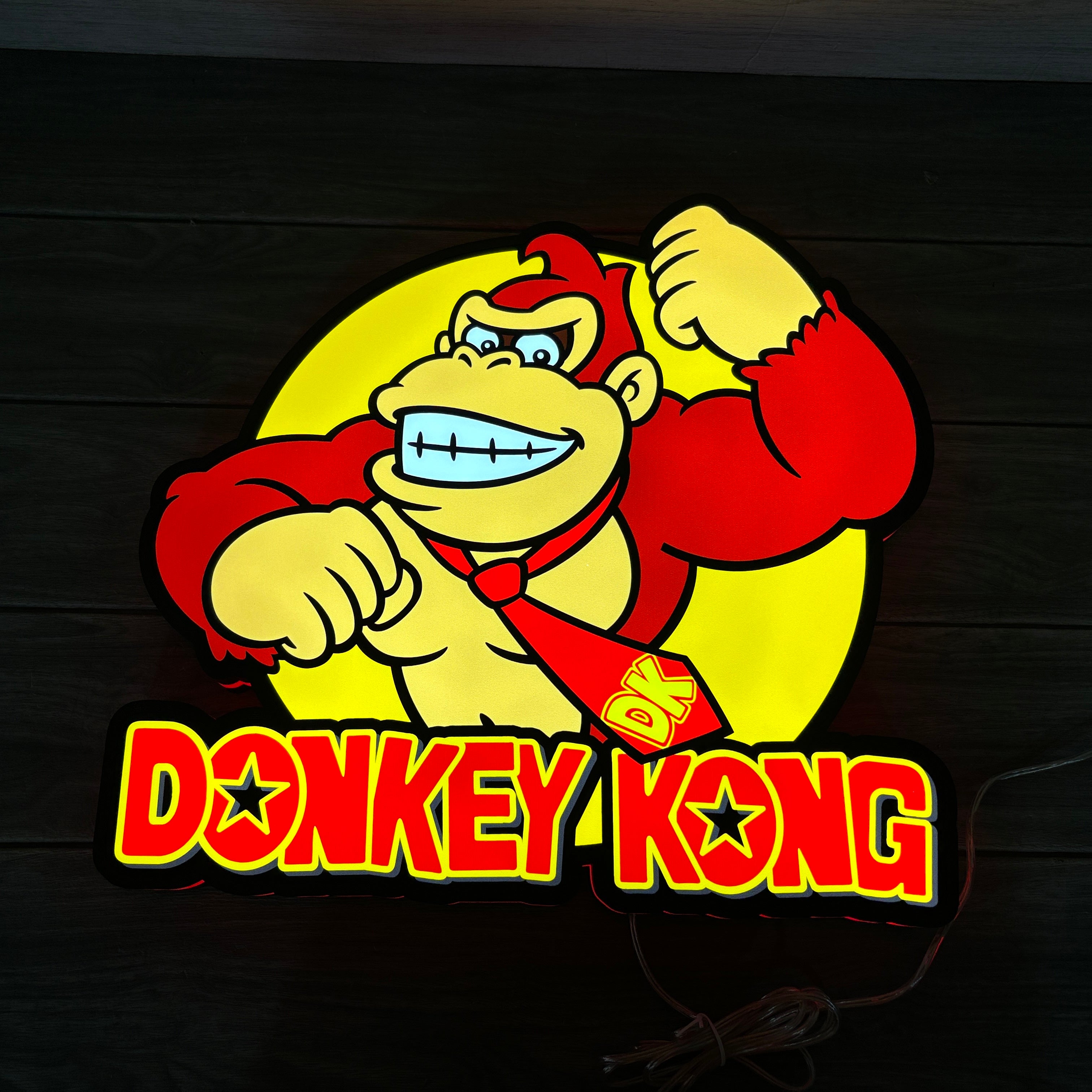 Donkey Kong Logo LED Sign, 3D Printed, USB Powered & Full Dimmable