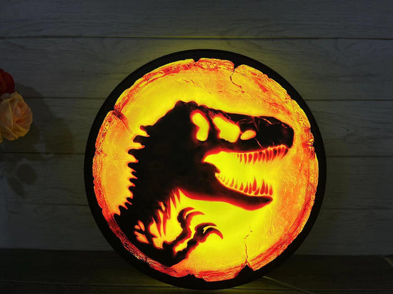 Jurassic World Dominion Amber 3D Printed LED Lightbox Sign Wall Art Fan Cave