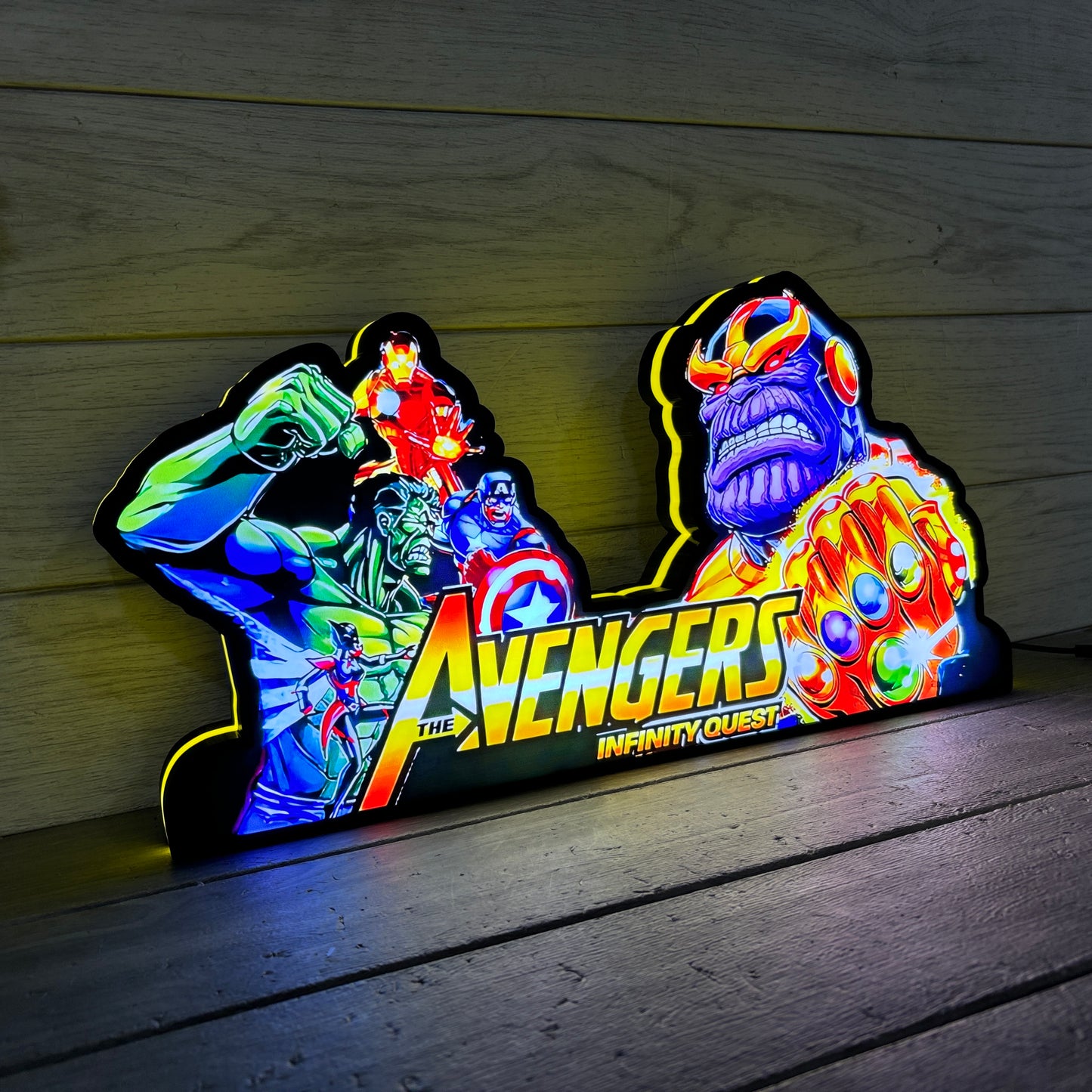 Super Hero Pinball Topper 3D Printed Lightbox, Arcade Pinball Machine Accessory,LED Light Box for Avengers Infinity Quest Fans