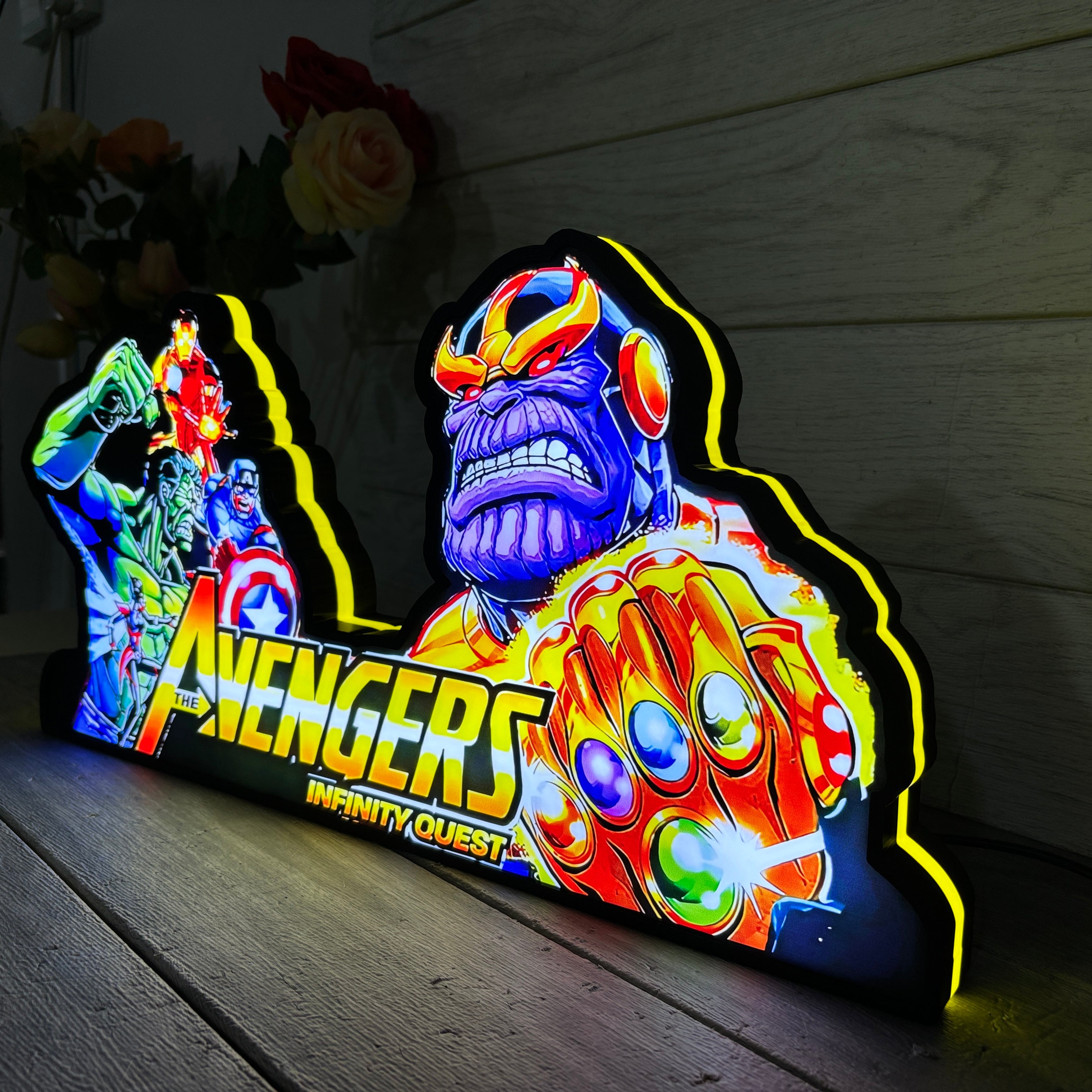 Super Hero Pinball Topper 3D Printed Lightbox, Arcade Pinball Machine Accessory,LED Light Box for Avengers Infinity Quest Fans