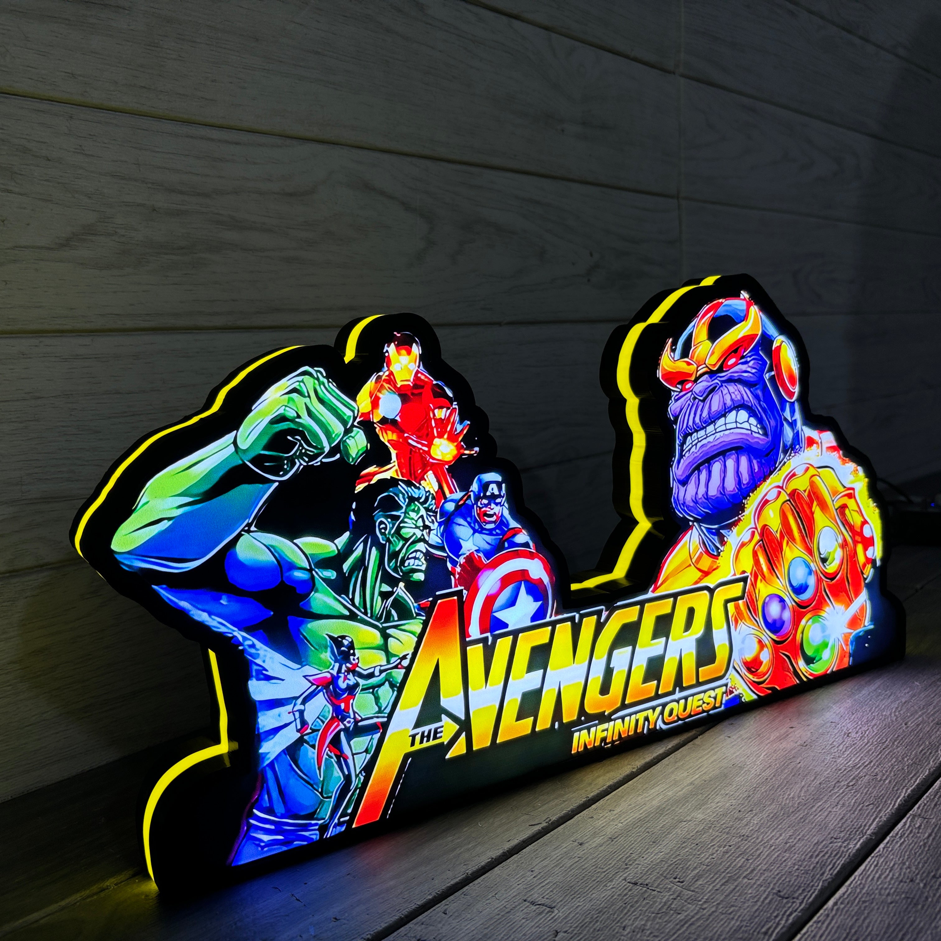 Super Hero Pinball Topper 3D Printed Lightbox, Arcade Pinball Machine Accessory,LED Light Box for Avengers Infinity Quest Fans