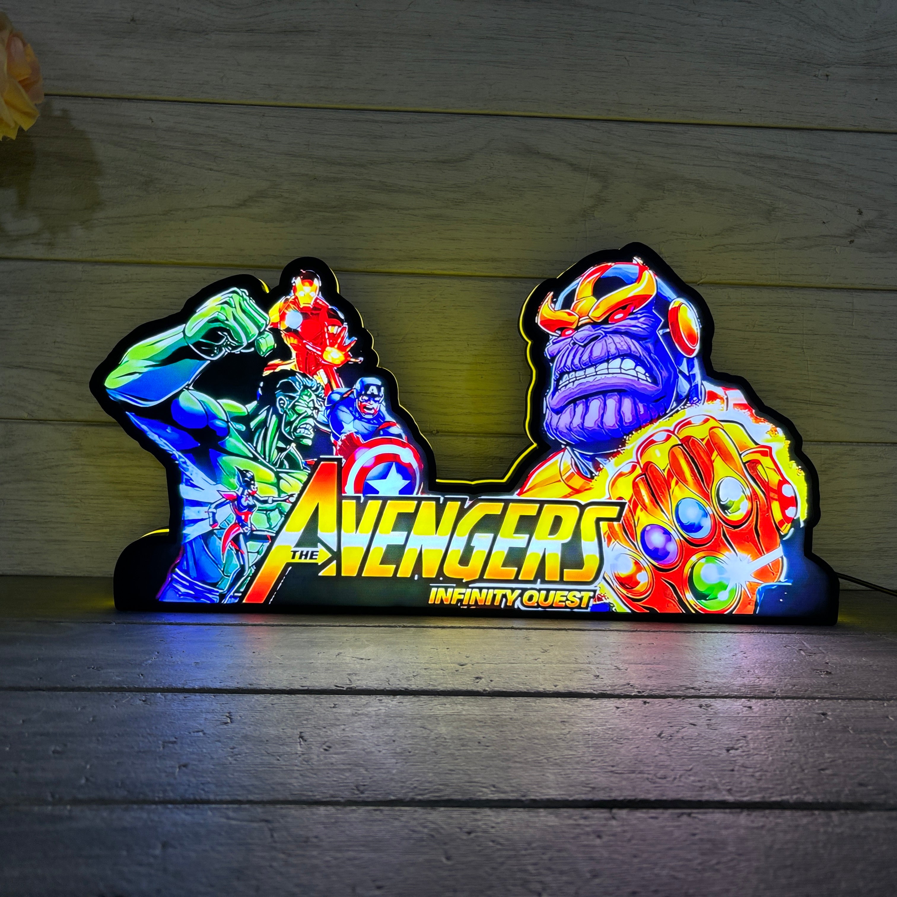 Super Hero Pinball Topper 3D Printed Lightbox, Arcade Pinball Machine Accessory,LED Light Box for Avengers Infinity Quest Fans