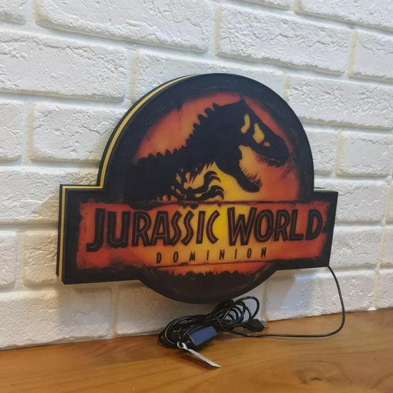 Jurassic Park Dominion Logo LED Lightbox Pinball Topper Boîte à lumière imprimée en 3D