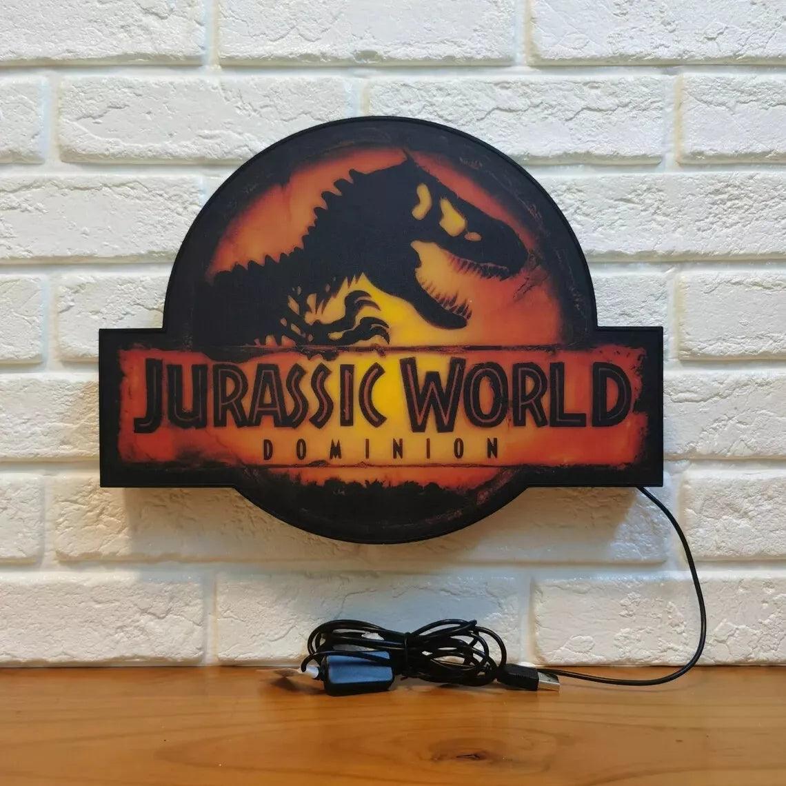 Jurassic Park Dominion Logo LED Lightbox Pinball Topper Boîte à lumière imprimée en 3D