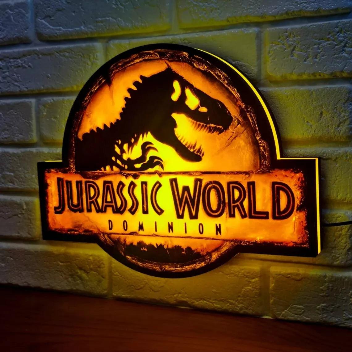 Jurassic Park Dominion Logo LED Lightbox Pinball Topper Boîte à lumière imprimée en 3D