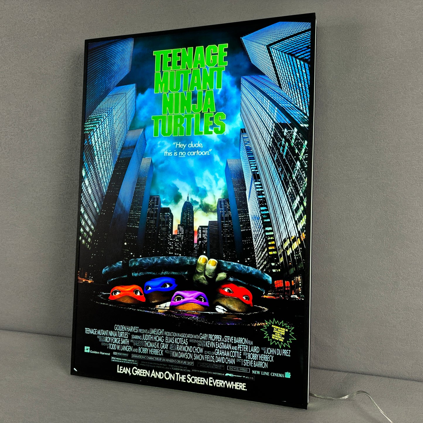 TMNT Retro Movie Poster 3D LED Light Box Fully Dimmable USB Powered