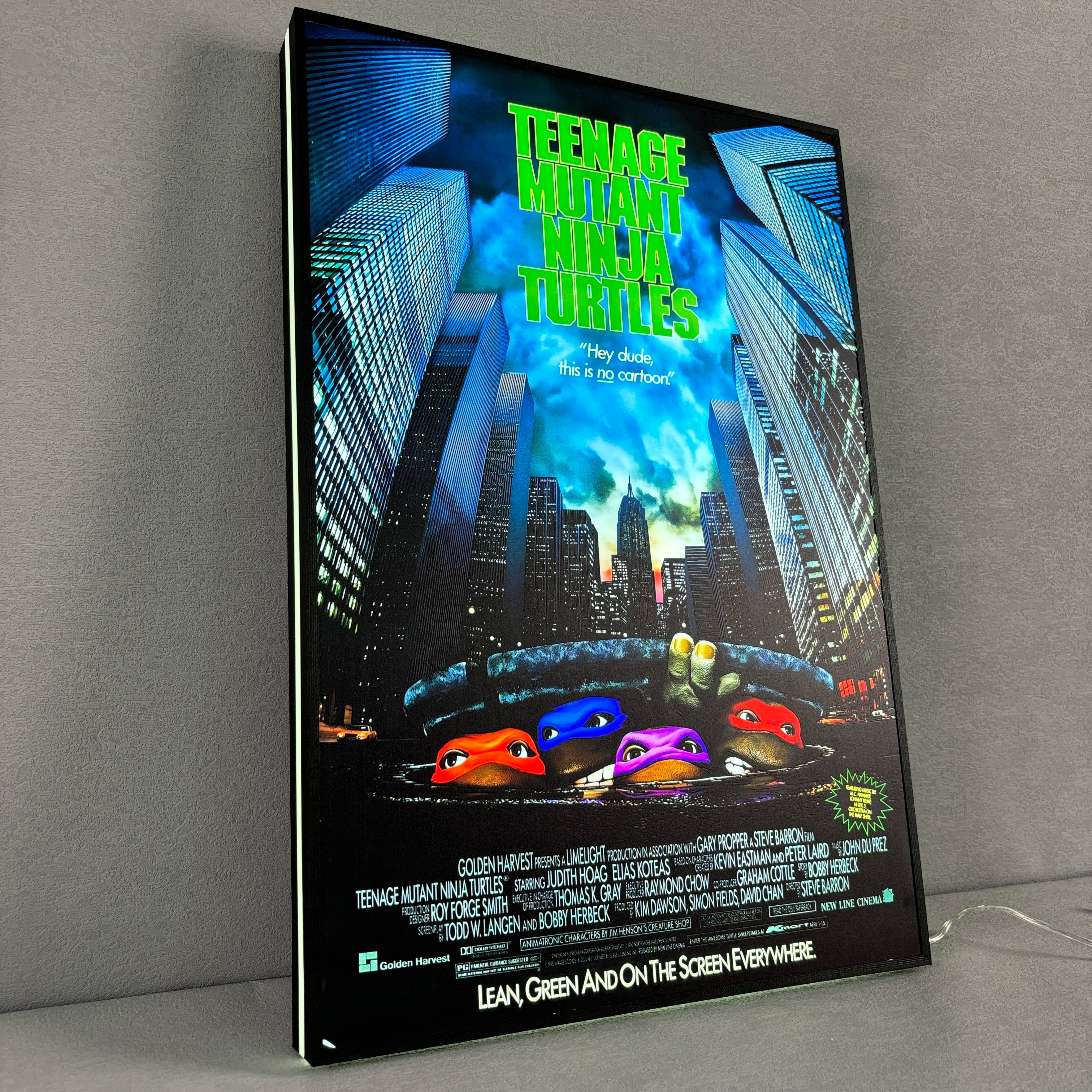 TMNT Retro Movie Poster 3D LED Light Box Fully Dimmable USB Powered