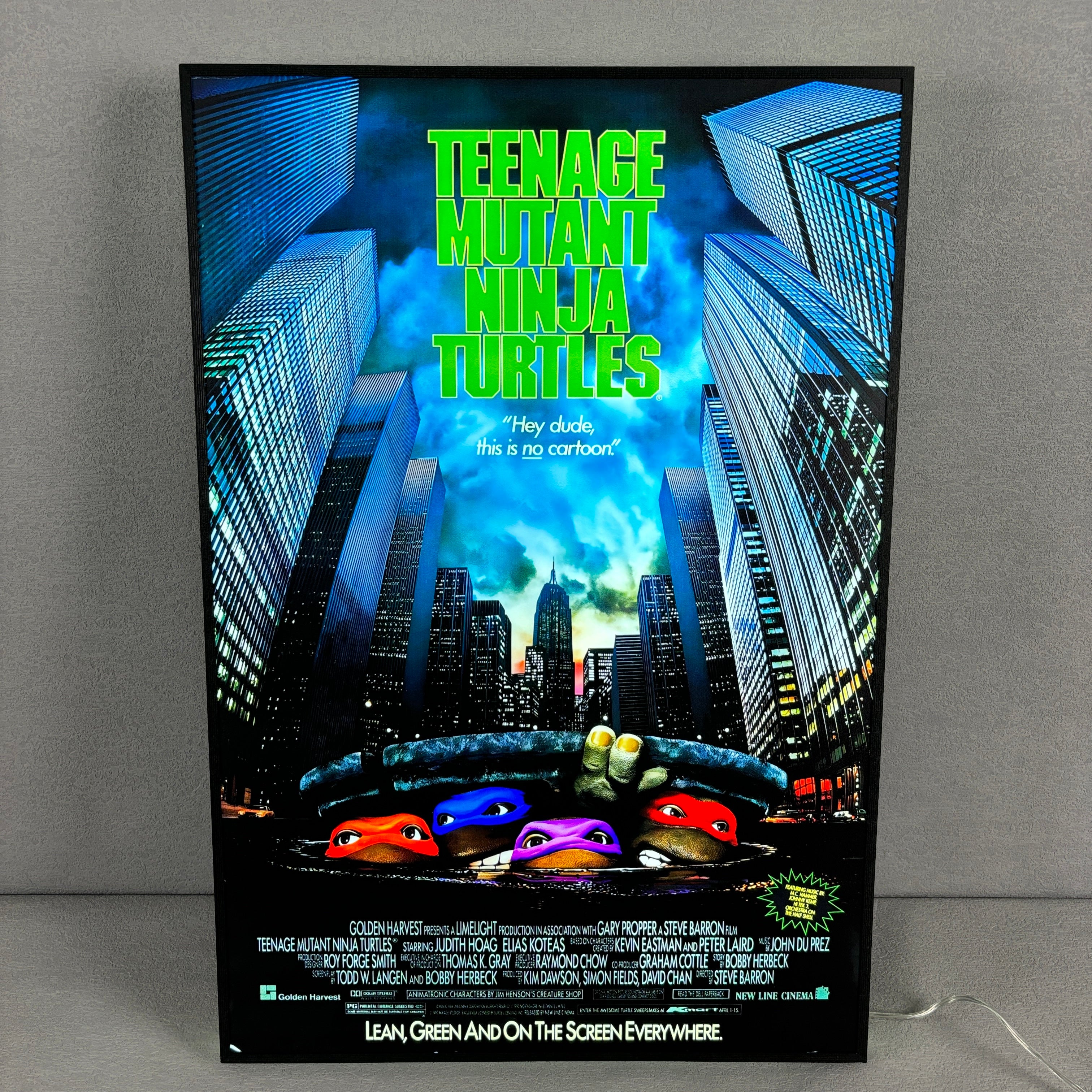 TMNT Retro Movie Poster 3D LED Light Box Fully Dimmable USB Powered