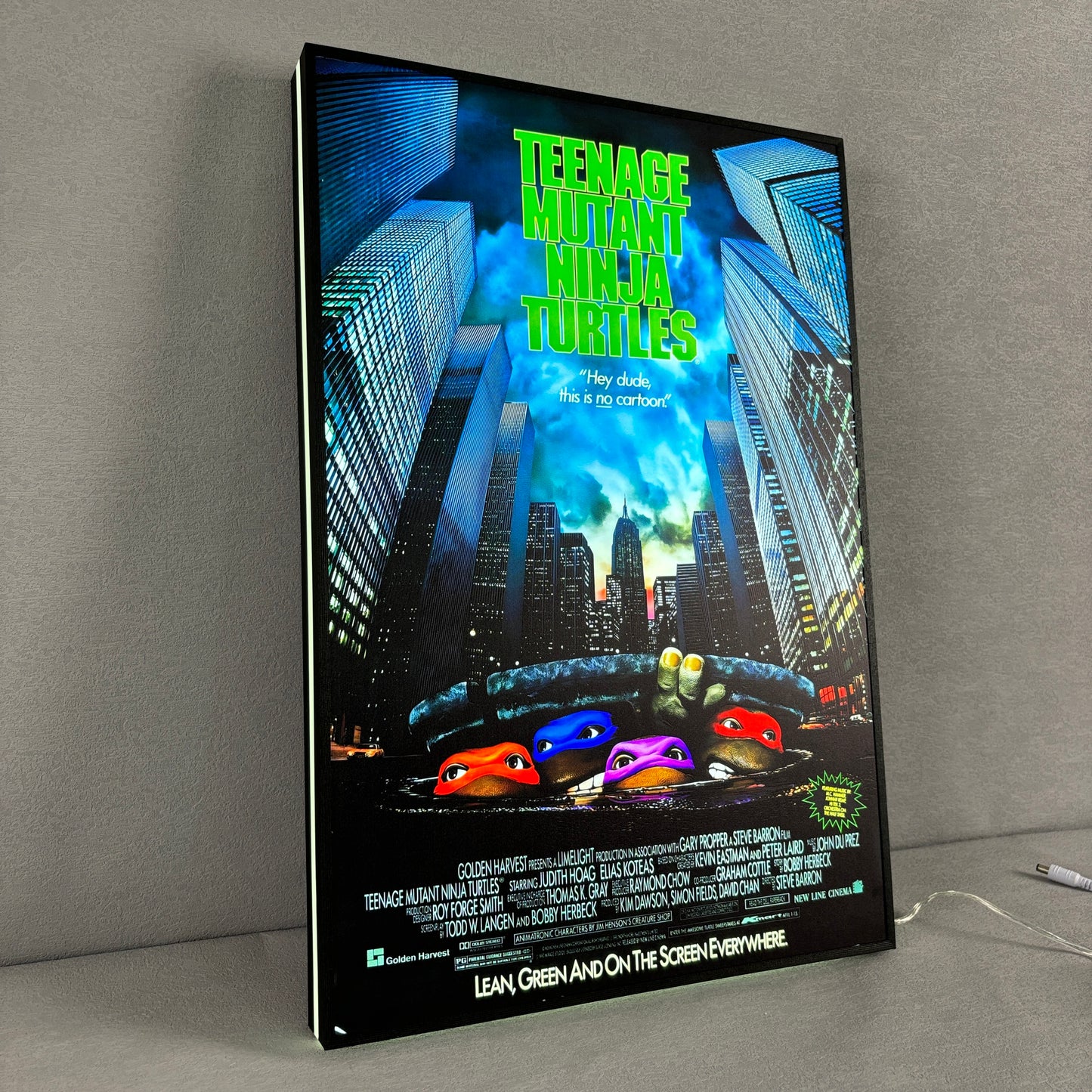 TMNT Retro Movie Poster 3D LED Light Box Fully Dimmable USB Powered