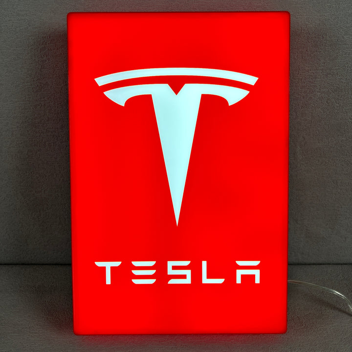 Tesla LED Lightbox, Garage Sign and Garage Decor for Tesla Model 3, Cyber Truck, Gift for men and Fathers Day Gift