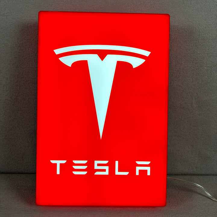 Tesla LED Lightbox, Garage Sign and Garage Decor for Tesla Model 3, Cyber Truck, Gift for men and Fathers Day Gift